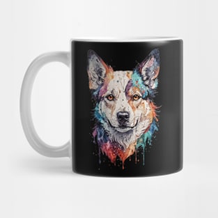 Colorful water paint style dog Mug